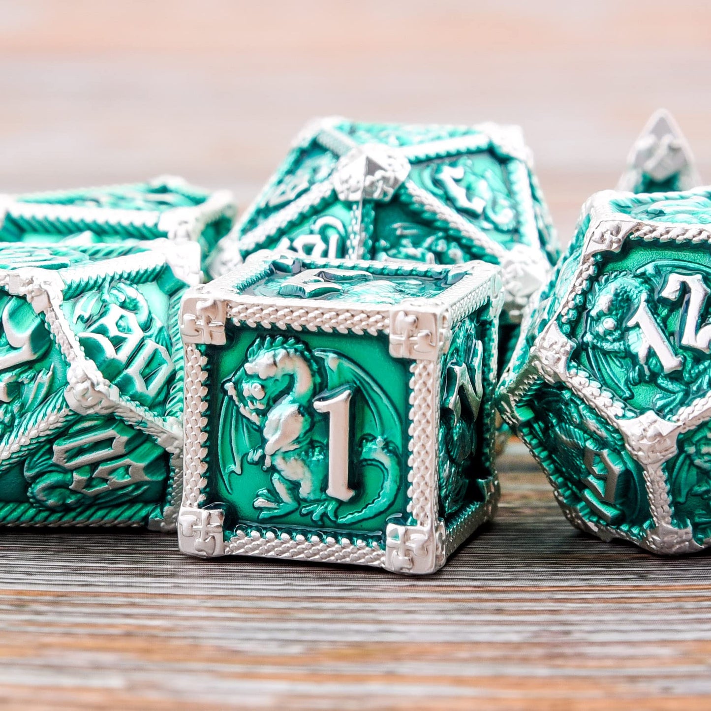 AUSTOR 7-Die Metal DND Dice Set Dungeons and Dragons Polyhedral Roll Playing Dice with Box D20 D12 D10 D% D8 D6 D4 for Pathfinder MTG RPG Board Games