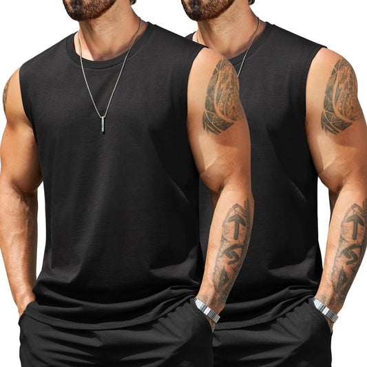 COOFANDY Casual Tank Shirts for Men Cotton Sleeveless Shirts Muscle Workout Tank Top Casual Summer, XX-Large