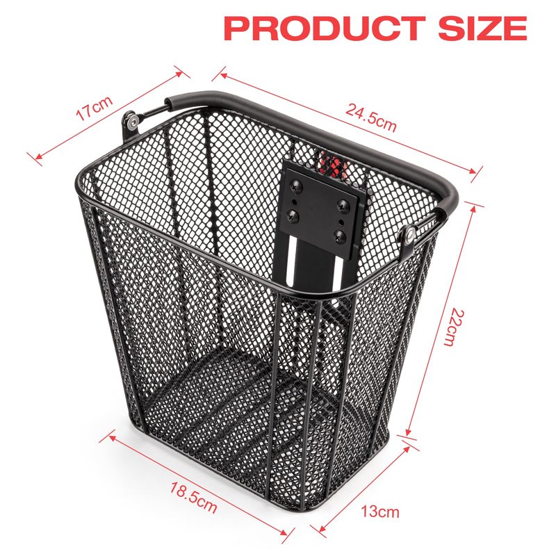 CXWXC Scooter Basket with Handle- Quick Release Front Bike Basket for E-Scooters - Bicycle Baskets with Fixed Bracket Fits Folding Bikes, Kick and Knee Scooters