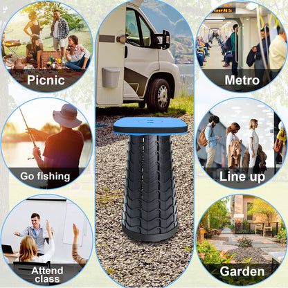 Deer's Life Square Portable Folding Stool, Upgrade Full Color Collapsible Stools for Adults Heavy Duty 485lbs Yet Small Lightweight Telescoping Retractable Camping Stool (Blue, Square)