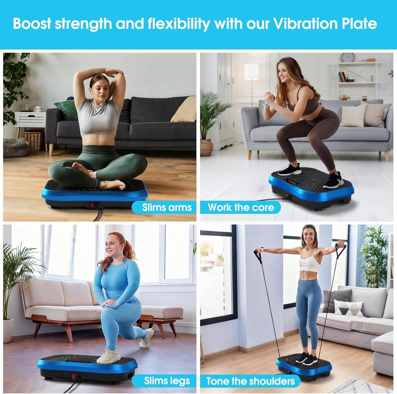 Waver Vibration Plate Exercise Machine - Lymphatic Drainage & Weight Loss | 120 Speed Levels, Full-Body Workout with Resistance Bands
