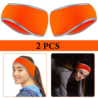 Geyoga 2 Pieces Ear Warmer Headband High Visibility Reflective Safety Headband Winter Running Headband Fleece Ear Covers for Girls Women Men