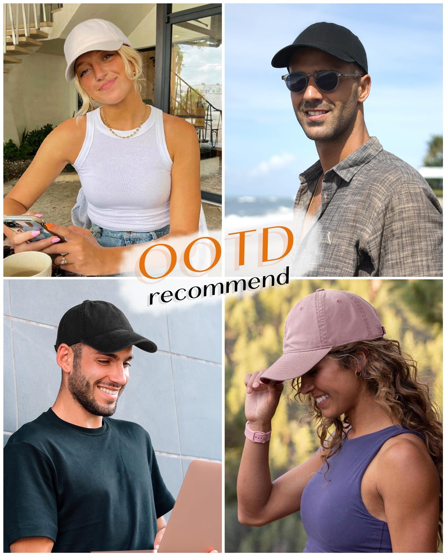 FURTALK Unisex Vintage Washed Unstructured Baseball Cap Washed Cotton Adjustable Dad Hat Pink