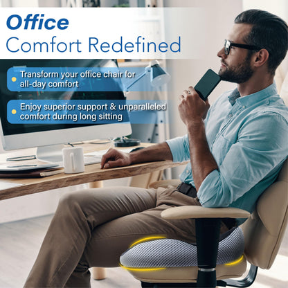 Car Seat Cushion, Ergonomic Memory Foam Car Cushion for Sciatica Pain Relief, Larger Driving Seat Pillow for Short Drivers on Long Drives - Butt Pillow for Truck, Office, Wheelchair - Black&Gray