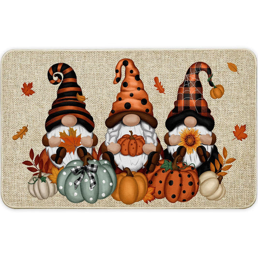 Capoda Fall Door Mat, Non Slip Autumn Welcome Decorative Doormat, Thanksgiving Halloween Pumpkin Gnome Front Door Mat, Holiday Kitchen Floor Mat Rug for Indoor Outdoor, 27.6 x 15.7 Inches