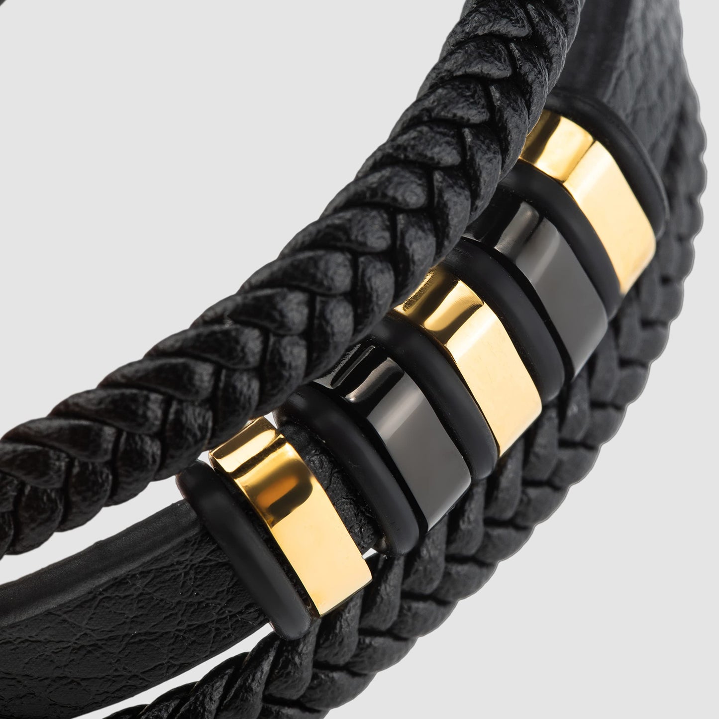 SERASAR Leather Wristbands for Mens 23cm Gold Bracelet GiftBox Genuine Cowhide Braided AdjustAble Magnetic Clasp MultiLayer Wrap Mens Bracelets Band Jewelry Magnet Accessories