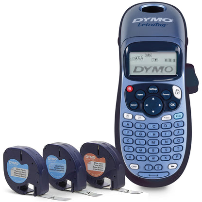 Dymo LetraTag LT-100H Label Maker Starter Kit | Handheld Label Printer Machine | with Plastic, Paper & Clear Label Tape | Ideal for Office or Home