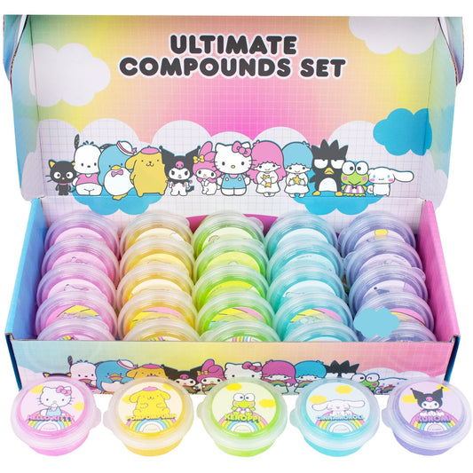 Hello Kitty Ultimate Slime Set, 25-Pack Scented Glitter Slimes, Party Favors for Kids 8-12, Slime Bulk, Mini Slime, Sanrio Stuff
