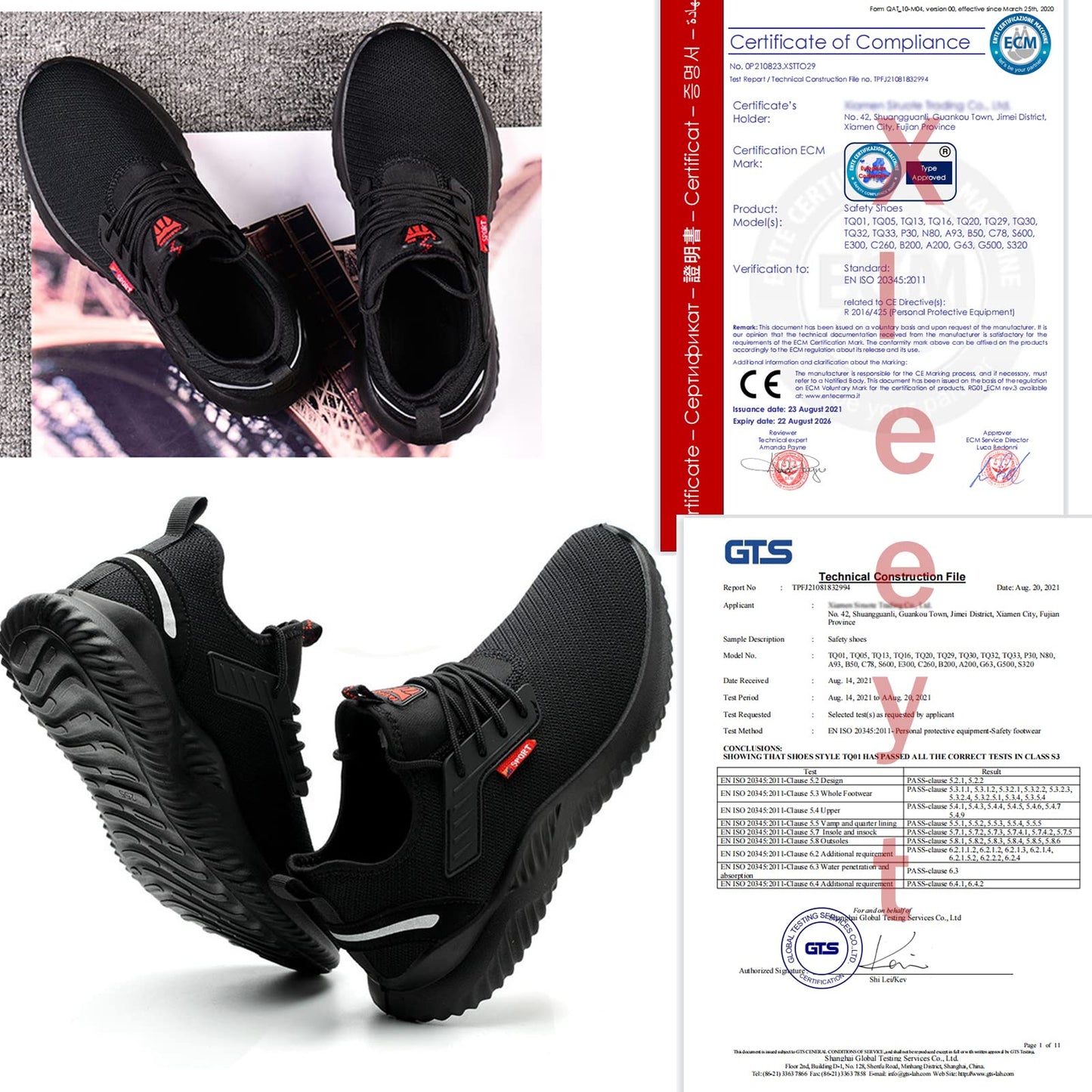 Safety Trainers Men Women Steel Toe Cap Trainers Lightweight Work Safety Shoes Breathable Non Slip Work Boots Black 10 UK