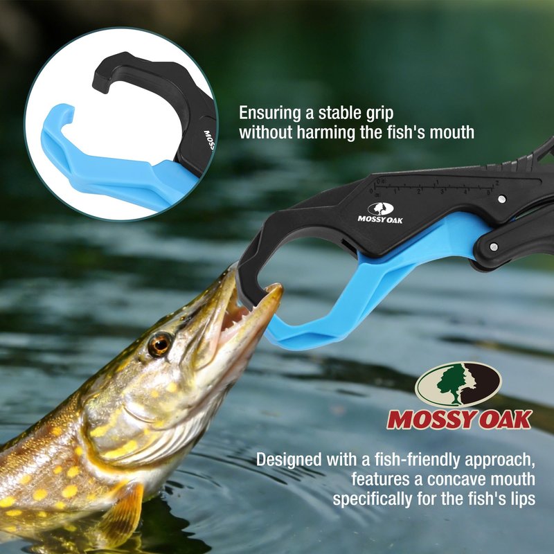Mossy Oak 2pc 10.5'' Fishing Lip Grippers – Lightweight Nylon & Fiberglass with Lanyards,Non-Slip Handles, for Fishing Lovers, Suitable for Freshwater and Saltwater