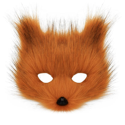 hbbhml Animal Fox Wolf Mask Halloween Party Cosplay Costumes Props Plush Cat Half Face Masks Carnival Christmas Masquerade