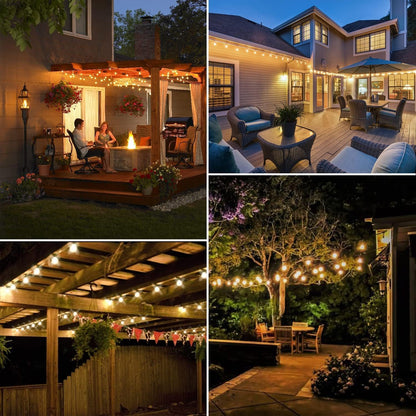 DAYBETTER Outdoor String Lights Waterproof LED Edison Outside Lights, 2200K 34 Shatterproof ST38 Bulbs, Hanging Umbrella Lite for Garden Camping Patio Porch Backyard Deck Balcony