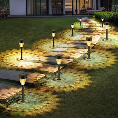 12 Pack Solar Garden Lights, Outdoor Waterproof Up to 12 Hrs Auto On/Off - Solar Pathway Lights for Yard, Patio, Lawn, Landscape and Pool Decor (3000K)