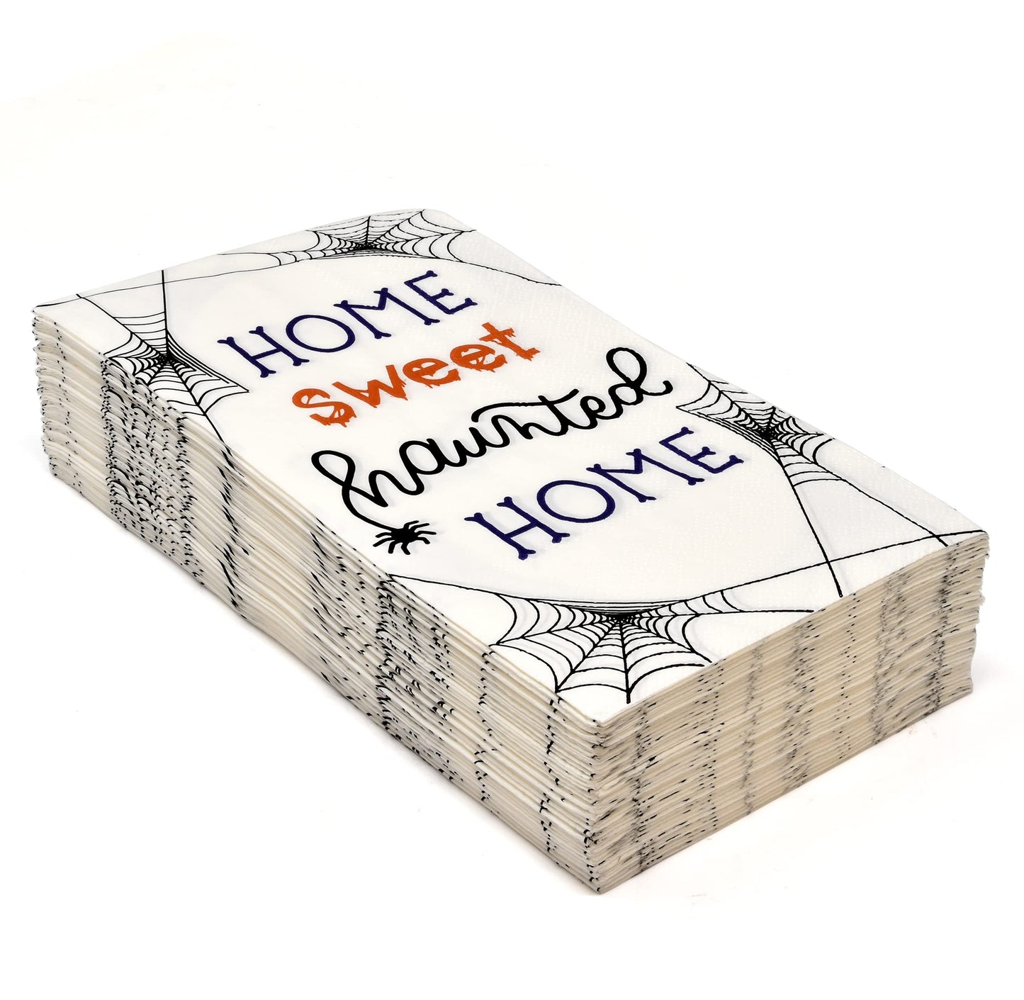 Gift Boutique Halloween Guest Napkins 100 Count Disposable Paper Hand Towels Black Orange Purple for Bathroom Buffet Dinner Haunted Home Party Decor