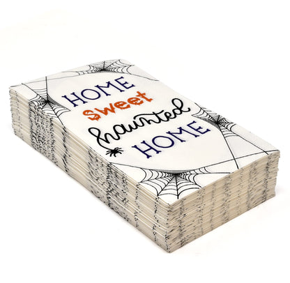 Gift Boutique Halloween Guest Napkins 100 Count Disposable Paper Hand Towels Black Orange Purple for Bathroom Buffet Dinner Haunted Home Party Decor