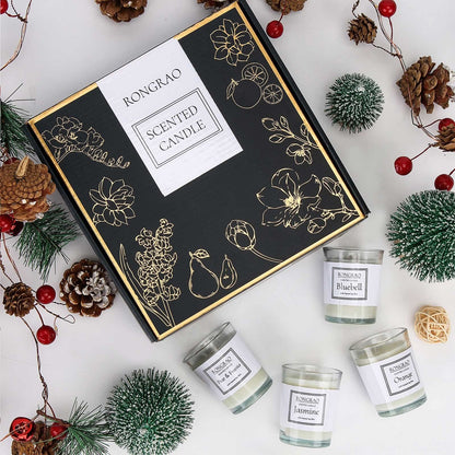 Scented Candles Gift Set, Soy Wax Candle of Jasmine, Pear & Freesia, Orange, Bluebell, Perfect for Women, Birthday, Bath Yoga, Weddings, Christmas, Mother’s Day, Valentine’s Day