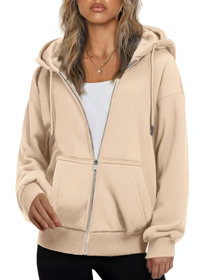 Zeagoo Full Zip Hoodies For Women White Hoodies Long Sleeve Fleece Jackets Soft Lightweight Y2k Hoodies