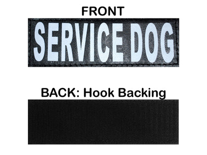 Doggie Stylz Set of 2 Reflective Service Dog Removable Patches with Hook Backing for Working Dog Harnesses & Vests. Durable and Interchangeable - (Large 6" X 2")