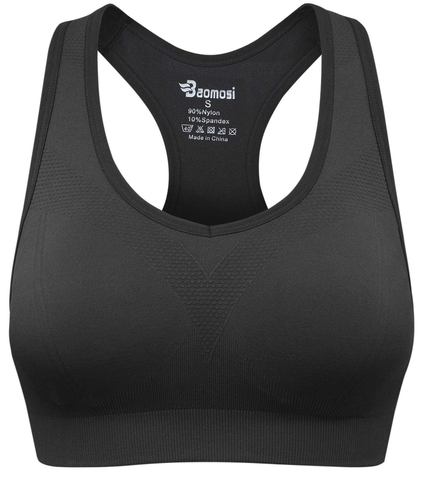 BAOMOSI Women's Seamless Racerback Sports Bra High Impact Support Yoga Gym Workout Fitness Dark Gray XL