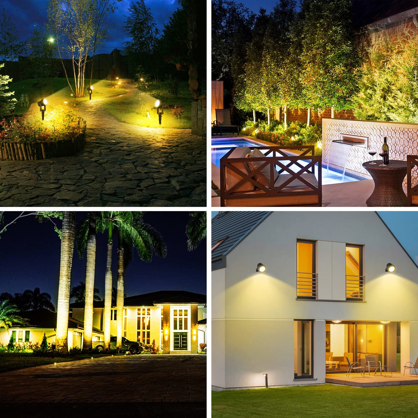 T-SUNUS Solar Garden Spot Lights, LED Solar Light Outdoor Waterproof Auto ON/Off for Garden, Driveway, Pathway, Pool Area, Christmas Decorations(Warm White 3000K)