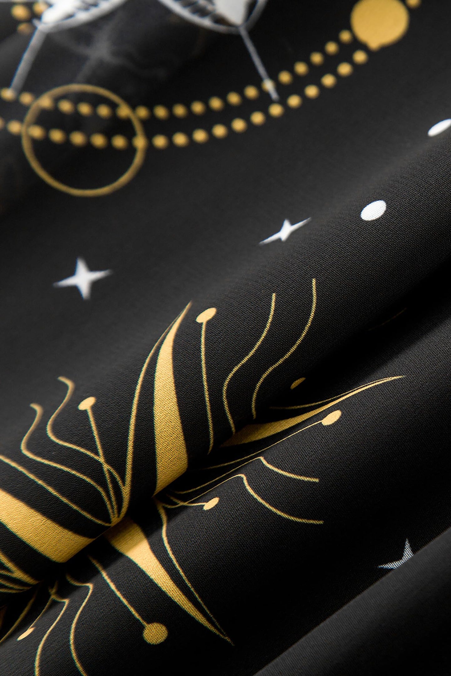 FEAPHY Women's Vintage Chiffon Sun Moon Star Sleeveless A-Line High Low Dress (0-Galaxy-Black, M)