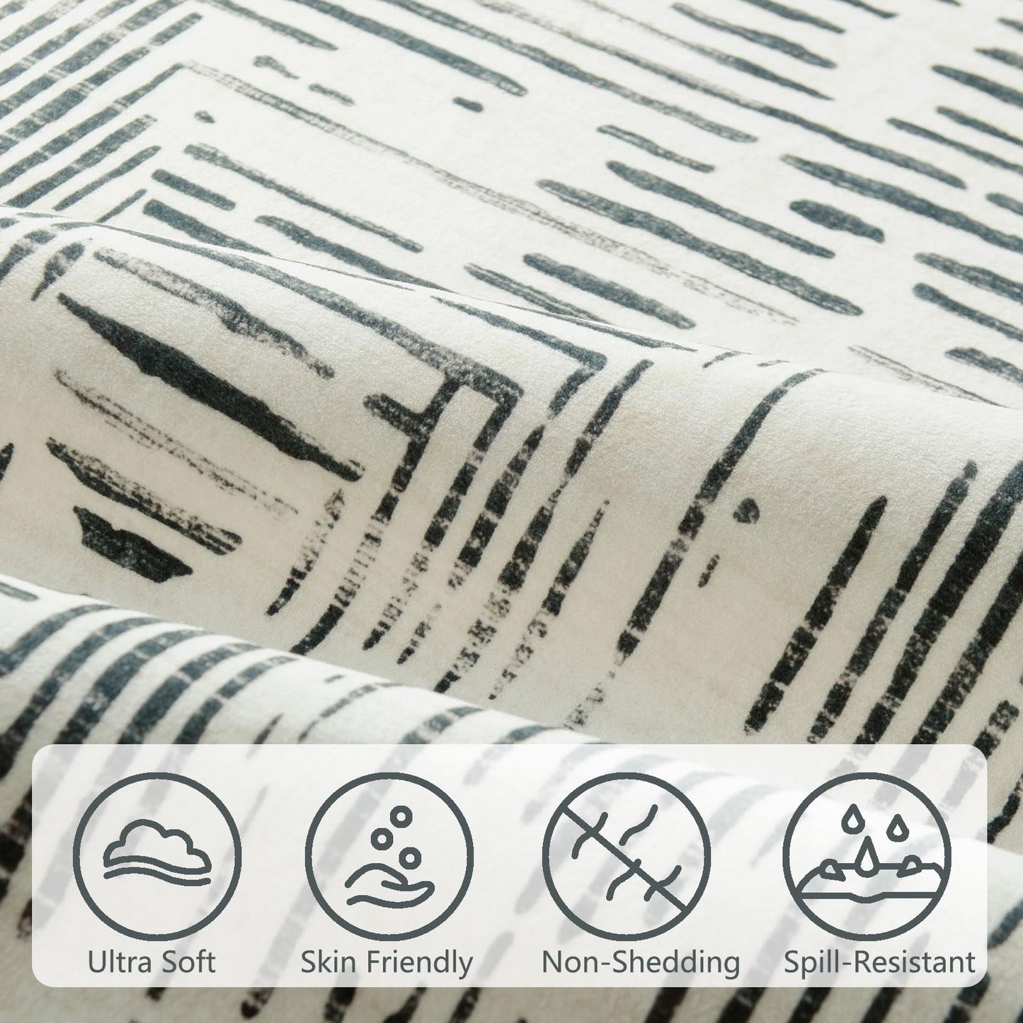 BLISSA 6x9 Area Rugs for Bedroom, Soft Washable Black White Lines Modern Abstract Throw Rug Non-Slip Striped Minimalist Floor Carpet for Living Room Dining Room Office Nursery Classroom Home Decor