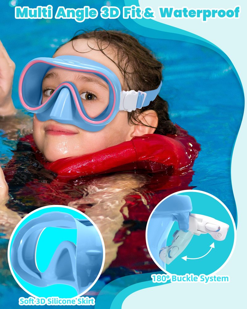 Seago Kids Swim Goggles with Nose Cover for Girls Boys Youth, 2 Pack Clear Vision Swimming Goggles Swim Mask Pool Goggles No Leaking Tempered Glasses for Kids 6-14 4-7 8-14 3-5 8-12 3-6