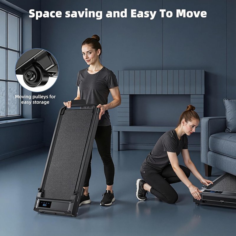Walking Pad Treadmill for Home - Compact Folding Electric Treadmill with Handle for Small Spaces | Quiet Mini Indoor Design