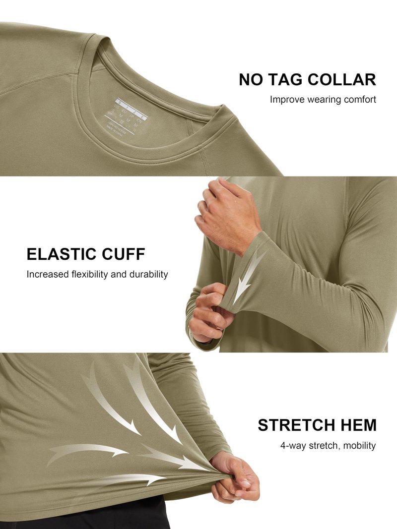 MAGCOMSEN Long Sleeve Shirts for Men Rashguard Shirts for Men Quick Dry Baselayer Shirt Surf Beach Shirts Dull Cyan,3XL