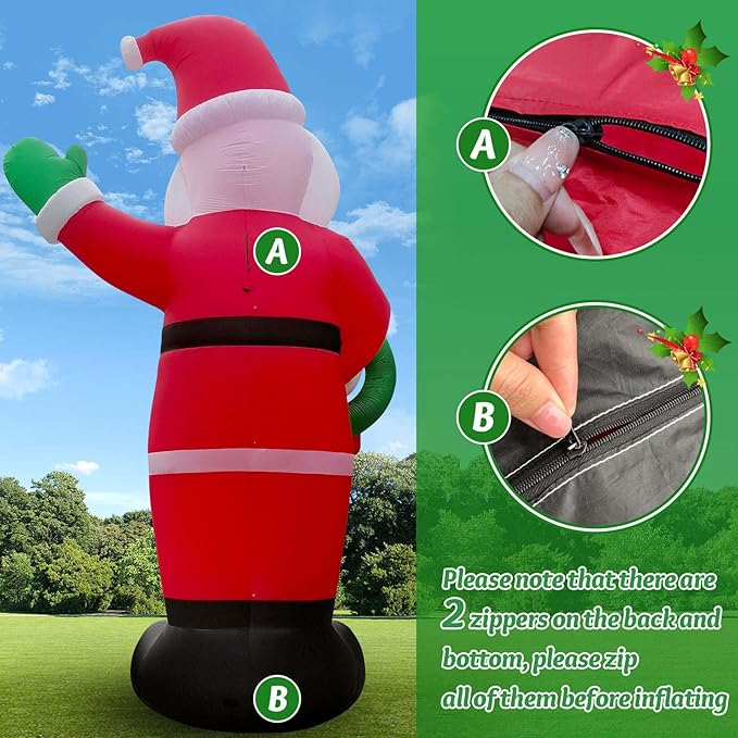 Danxilu 20 FT Giant Christmas Inflatables Santa Claus Outdoor Decoration, Huge Santa Blow Up Yard Decorations Built-in LED Lights with Blower Xmas Decor for Holiday Party Home Lawn Malls Squares