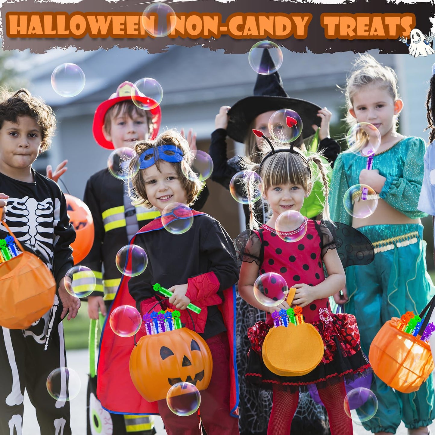 Halloween Mini Bubble Wands Toys Gifts for Toddlers 20 Pack,Non Candy Treats Goodie Bag Stuffer Fillers Party Favors for Kids,Small Halloween Trinkets Decor Trick or Treat Classroom Prize for Boy Girl