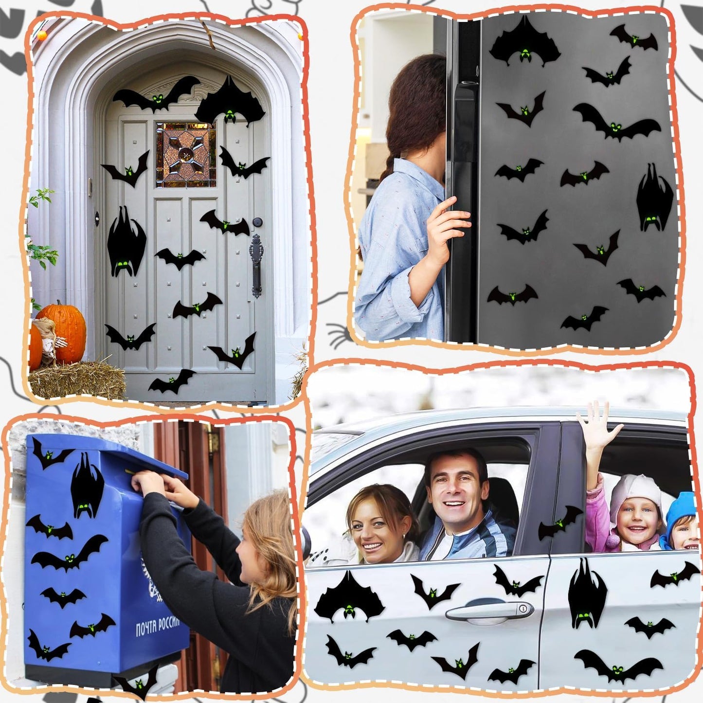 24pcs Halloween Decorations Outdoor Magnetic Bats for Garage Door Decorations with Glowing Eye Stickers Fridge Car Decor