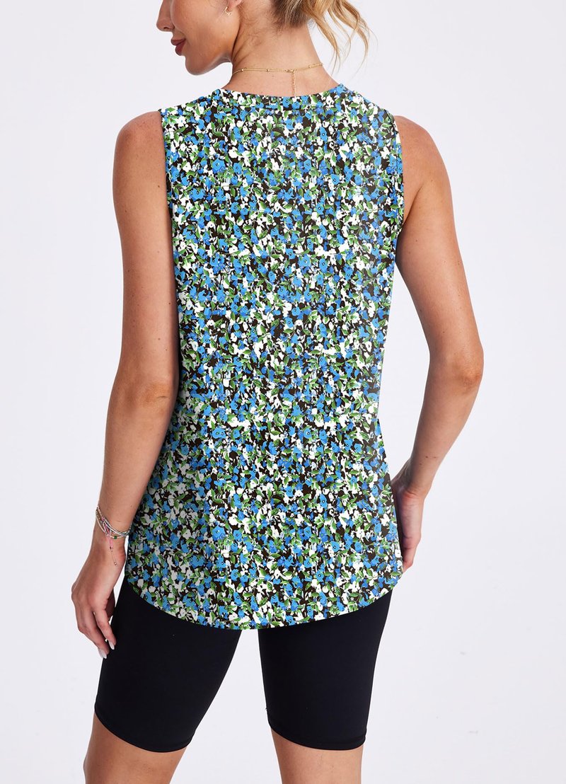 Beach Vacation Clothes for Women Tank Tops for Women High Neck Workout Athletic Running Sleeveless Floral Shirts S
