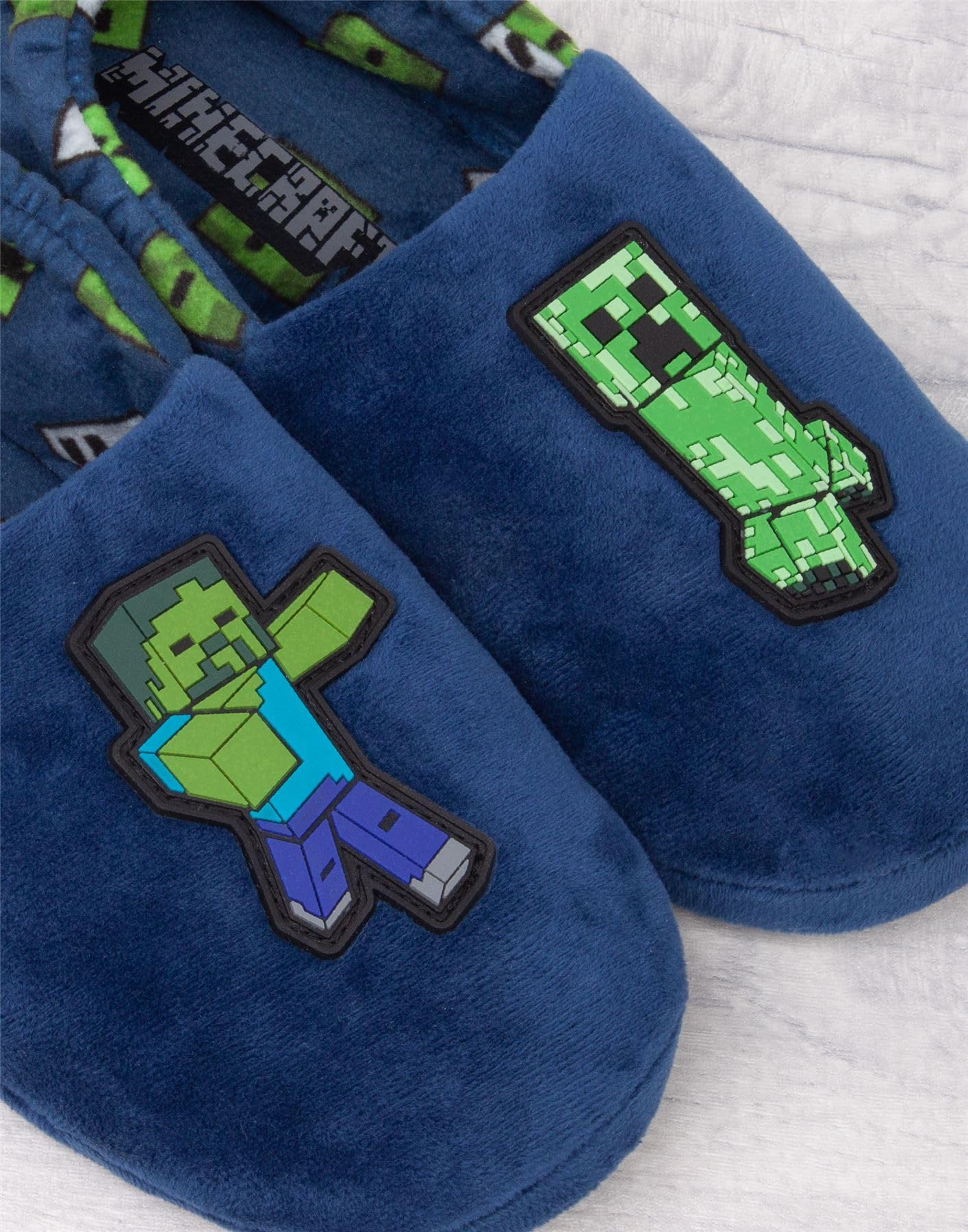 Minecraft Slippers for Boys | Various Styles Kids Blue Navy Black Sequin Creeper Boys House Shoes | Children & Teens Gaming Footwear Merchandise