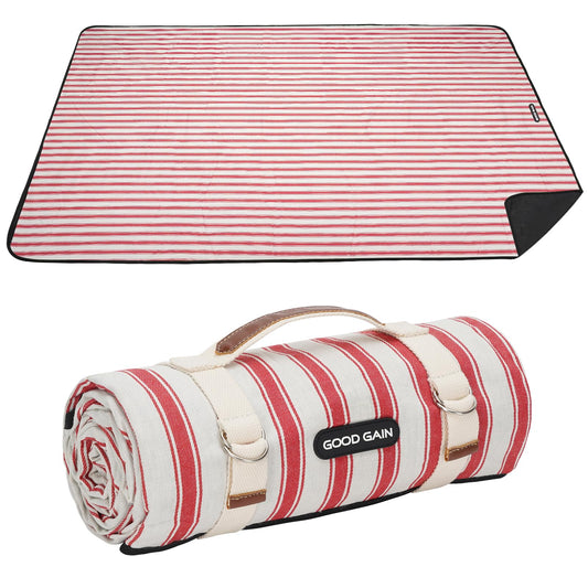 G GOOD GAIN Picnic Blankets Waterproof - Extra Large Outdoor Blanket Sand Free Foldable with Carry Strap for Beach, Camping, Park Grass, Hiking, Travel, Concerts, Indoor(Apple)