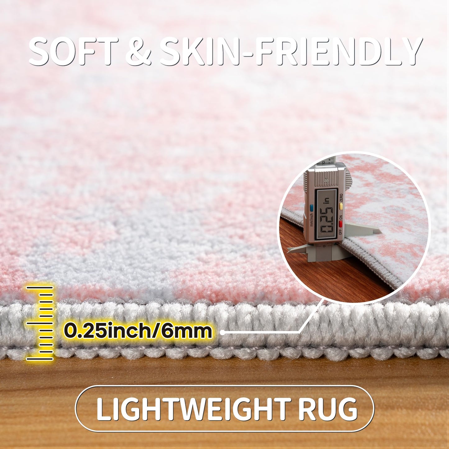 Pink Rug Carpet 8x10 Area Rugs for Bedroom Girls: Washable Modern Rug for Living Room Dining Room Non Slip Low Pile 8 by 10 Indoor Abstract Home Office