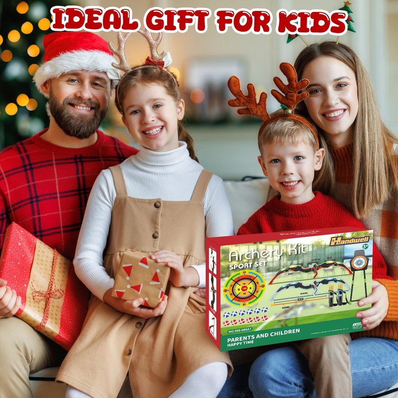 2 Pack Bow and Arrow Set with 29in Large Dart Board, LED Light Up Archery Set for Kids with 20 Suction Cup Arrows&12 Sticky Balls Standing Target Indoor Outdoor Toys Must Have for Boys Girls 3-12 yo