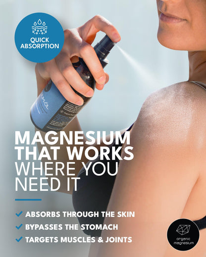 Magnesium Spray for Restless Legs, Muscle Cramps, Joints & Sleep – Topical Magnesium Oil for Feet & Body – Zechstein Source – 100% Natural & Ultra Pure – 200ml Glass Bottle