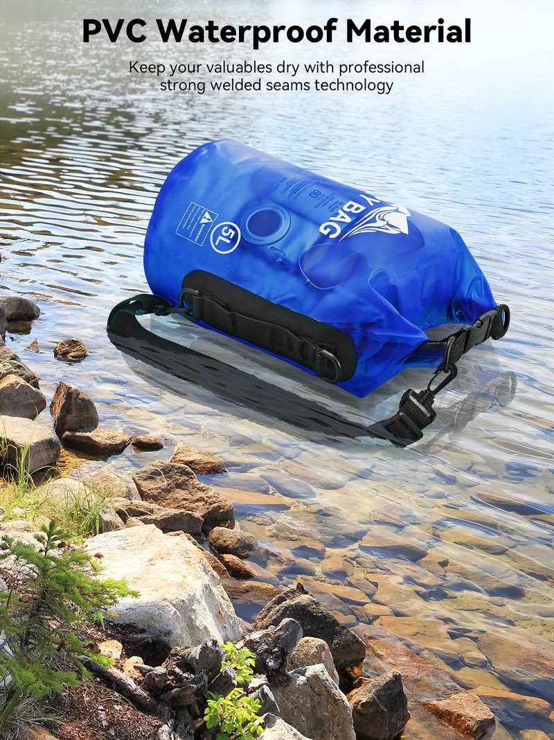 HEETA Dry Bag Waterproof for Women Men, Roll Top Lightweight Dry Storage Bag Backpack with Phone Case for Travel Swimming Boating Kayaking Paddle Board Camping Beach Accessories (Navy Blue, 20L)
