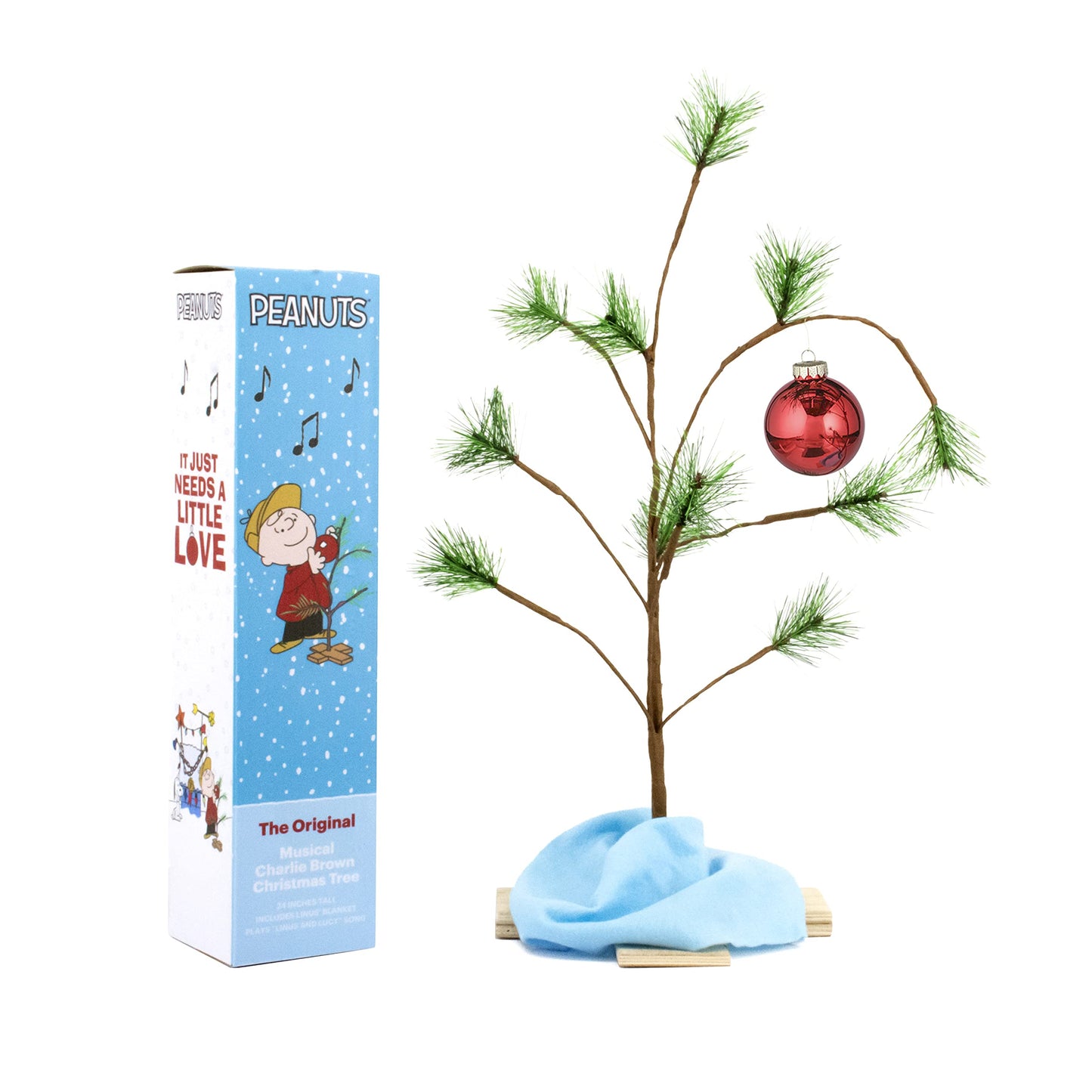 PRODUCTWORKS 24-Inch Peanuts Charlie Brown Musical Christmas Tree with Linus Blanket