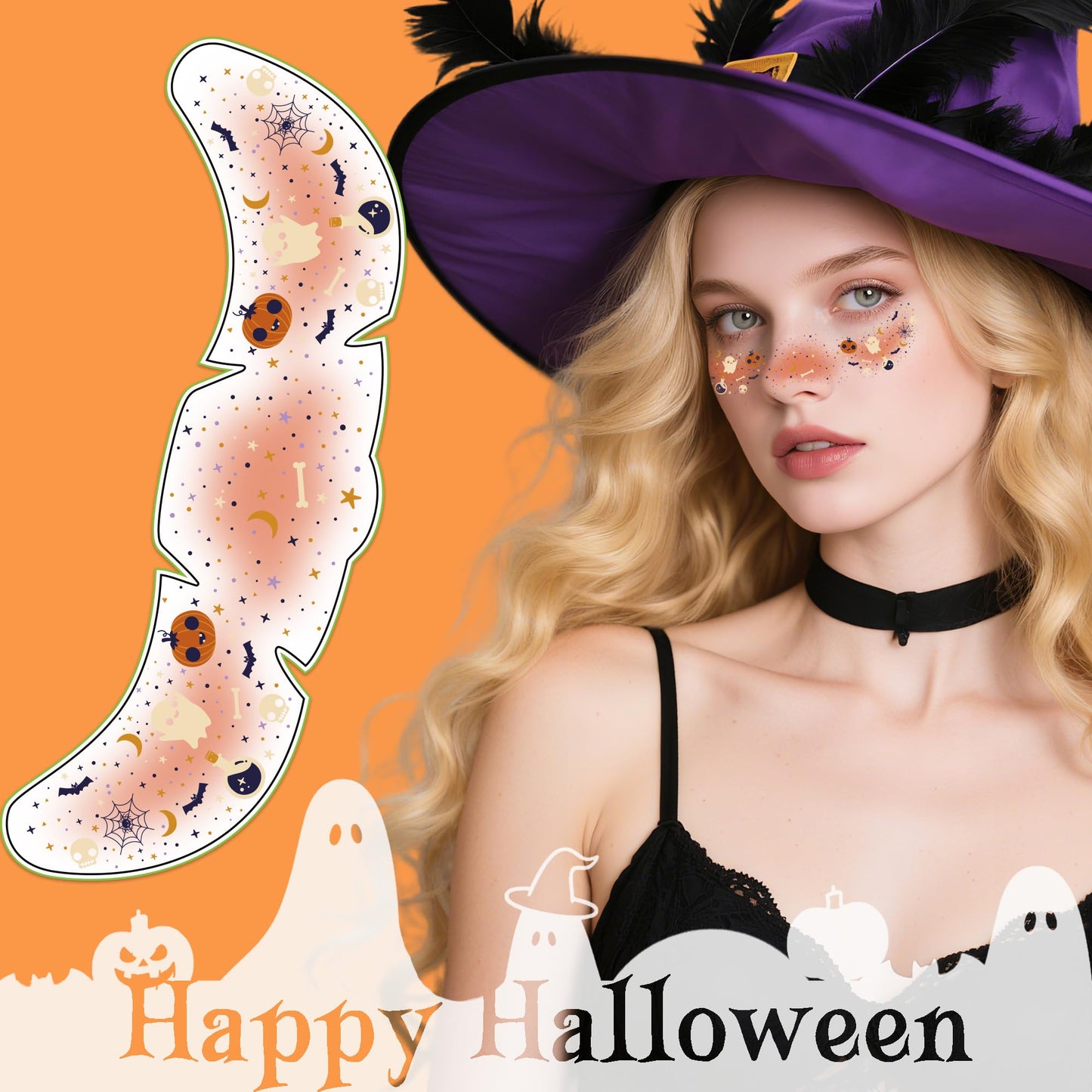 Halloween Costumes Woman 2025-9 Pack Black Bat Freckles Face Tattoos | Halloween Makeup for Adult - Rave Accessories Shirts Pajamas Treats Party Favors Supplies,Halloween Games Toys Gifts Crafts