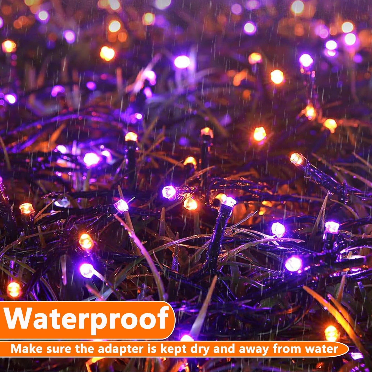 Joomer Orange Purple Halloween Lights, 100FT 300 LED String Lights with 8 Modes Timer Waterproof Plug in Indoor Outdoor String Light Connectable for Halloween Decorations