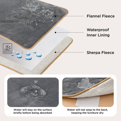 LE SURE Waterproof Dog Blanket Washable - 100x80cm Fleece Pet Blanket For Medium Dogs and Cats, Personalised Kitten Throw Protects Bed and Sofa with Soft Plush, Grey