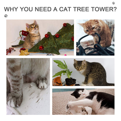 PawHut 8.5' Adjustable Height Floor-to-Ceiling Vertical Cat Tree, 5 Level Cat Climbing Tower, Gray