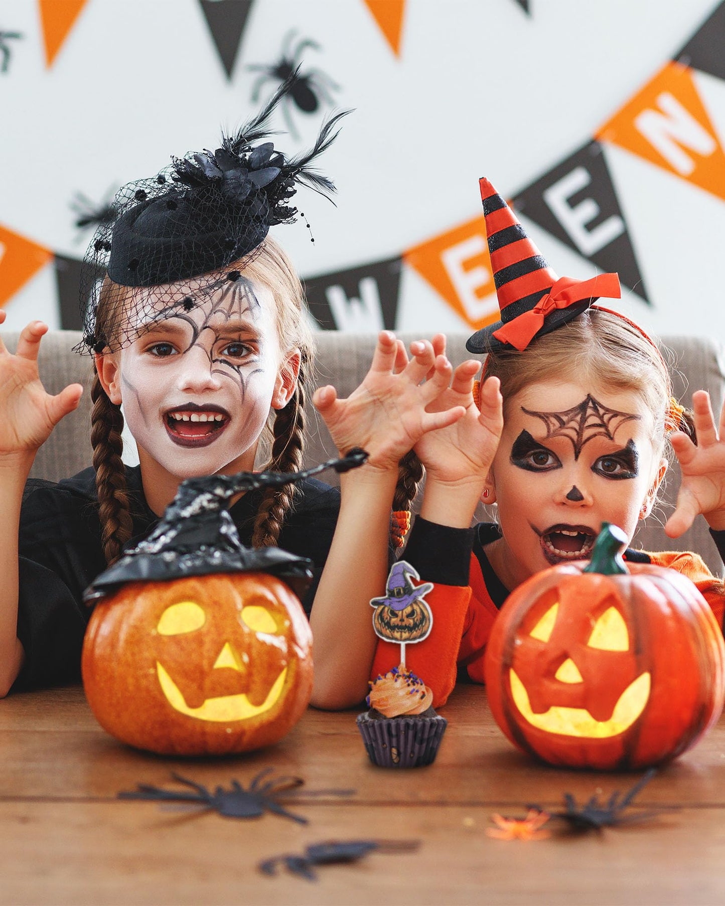 Bake Choice 400 pcs Halloween Mini Cupcake Liners with 12 pcs Cupcake Toppers, Mini Cupcake liners for baking, Halloween Cupcake Decorations