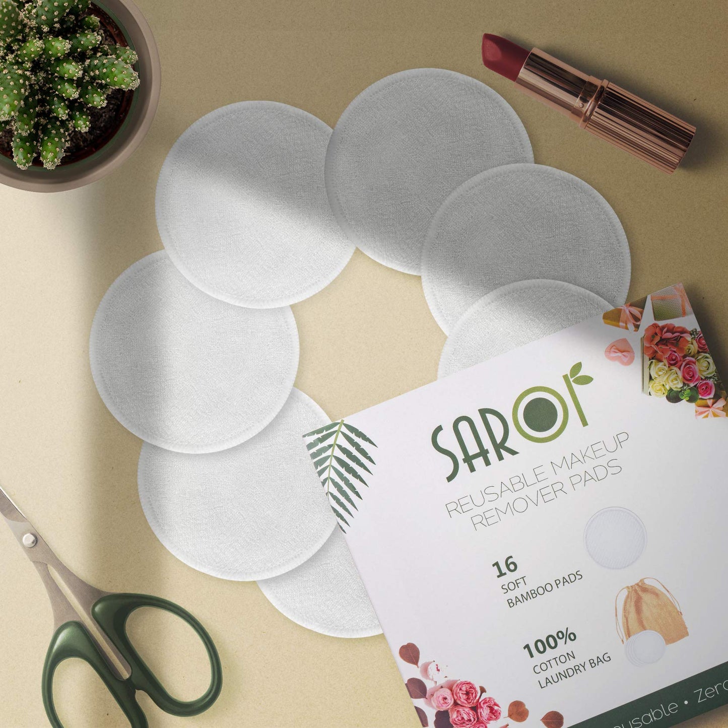 16 Premium Reusable Makeup Remover Pads | Eco-Friendly Gift Packaging | Facial Cleansing Cotton Buds | Makeup Wipes I Packed With A Laundry Bag And Reusable Cotton Pads (16 Count, White)