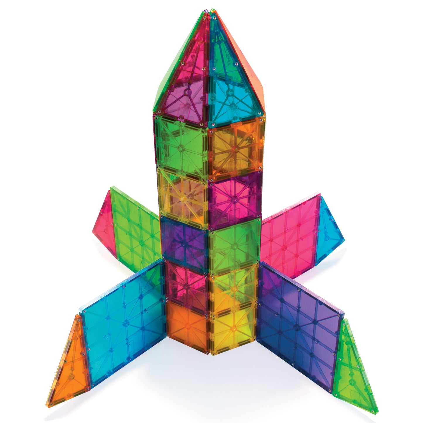 MAGNA-TILES Classic 100-Piece Magnetic Construction Set, The ORIGINAL Magnetic Building Brand, Rainbow