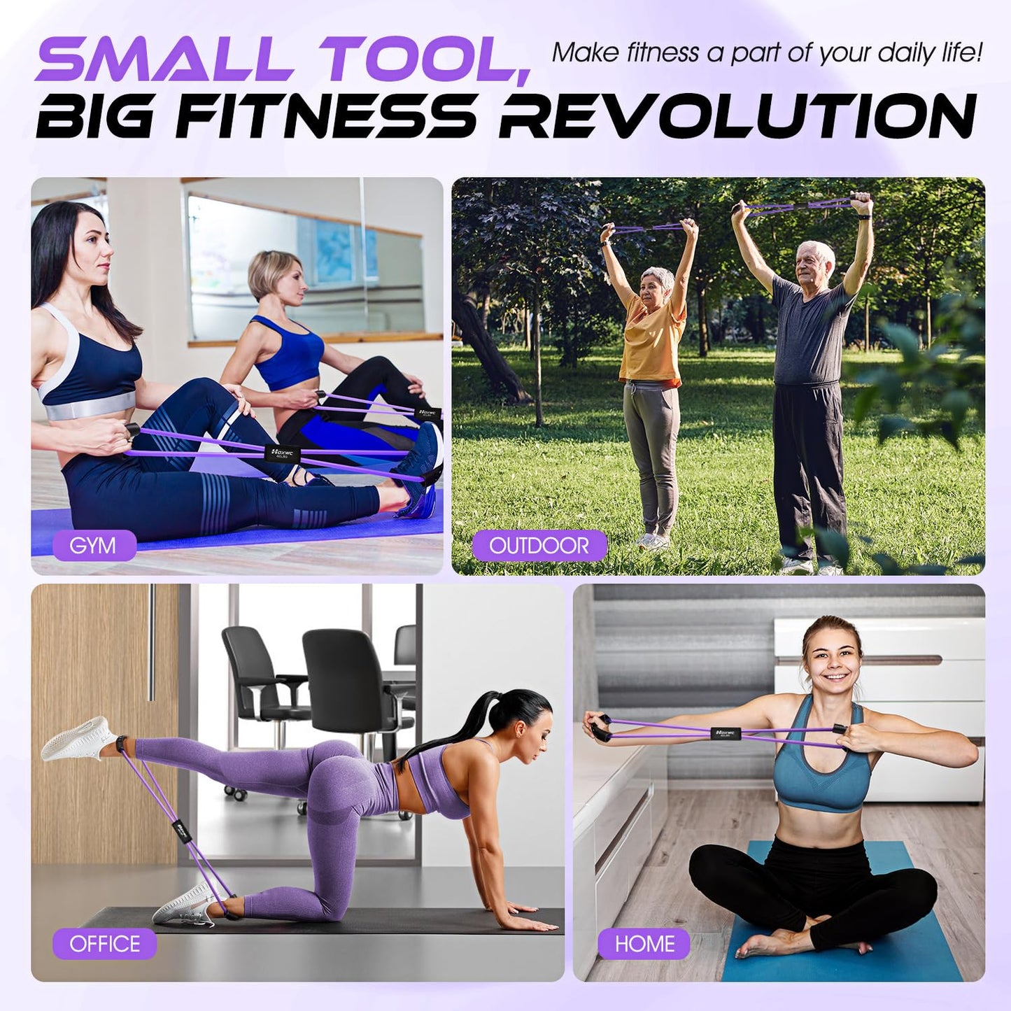 Resistance Bands, Figure 8 Resistance Band, Exercise Bands with Handles for Back, Workout Bands for Arms, Shoulder, Leg, Physical Therapy, Pilates, Home Gym Workout Equipment for Women Men