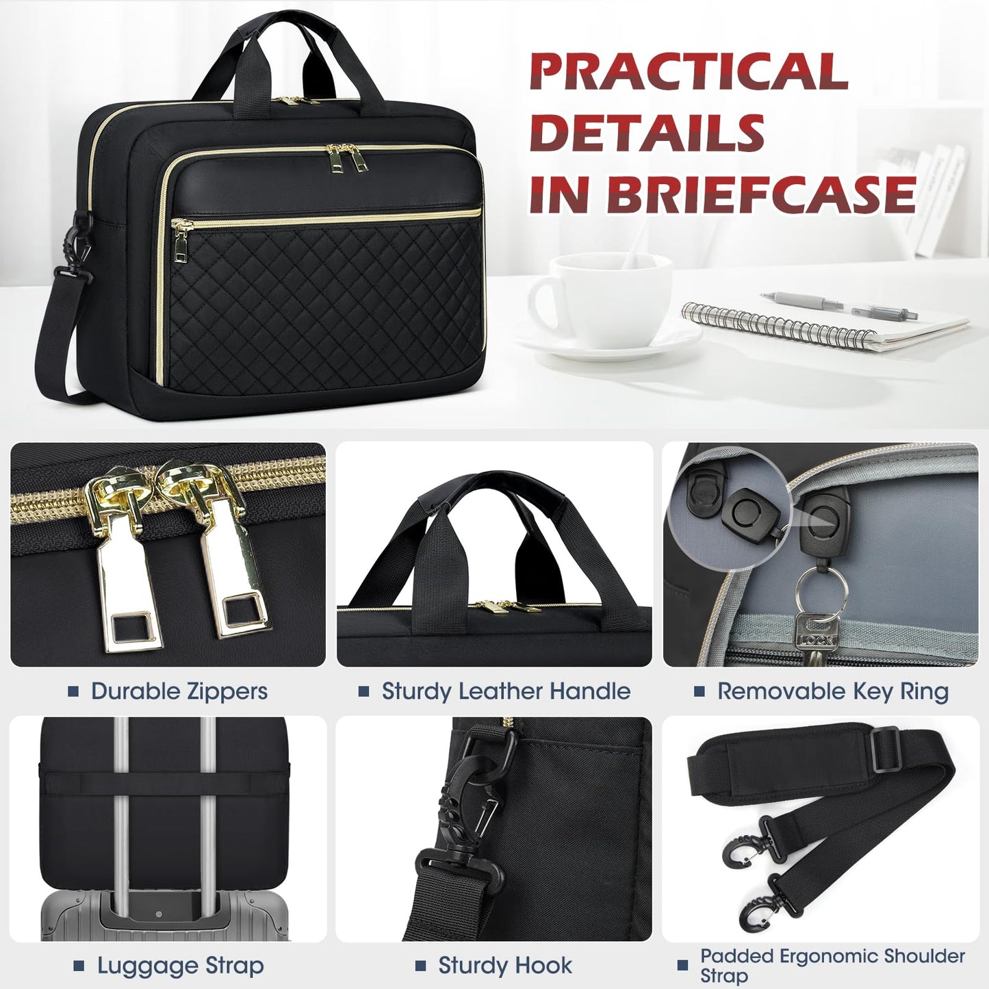 NEWHEY Laptop Bag 17.3 inch Briefcase for Women Large Laptop Case Computer Bag Work Bag Messenger Bag for Business/Office Travel/College