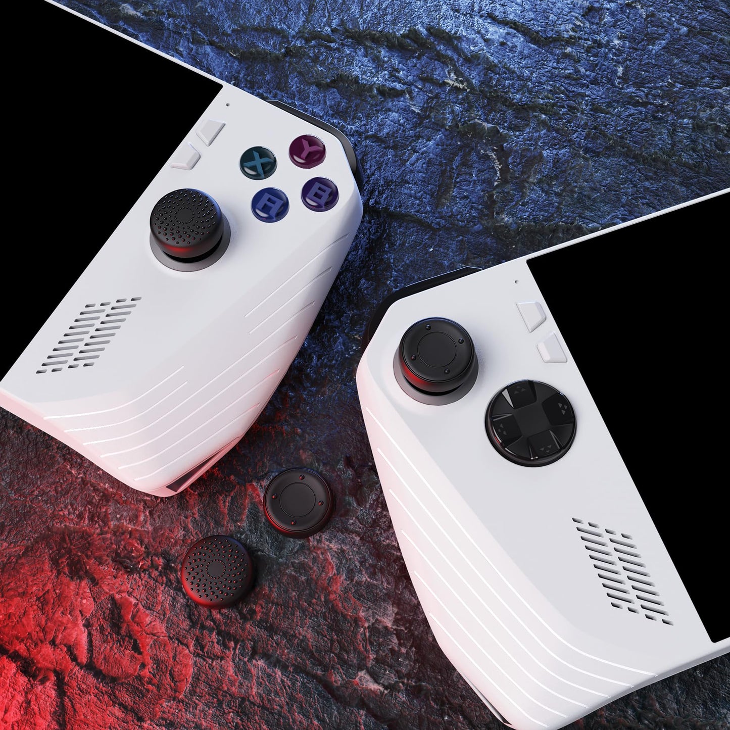 PlayVital Black Thumbsticks Grips Caps for ROG Ally, Accessories Silicone Thumb Grips Joystick Caps for ROG Ally - Raised Dots & Studded Design